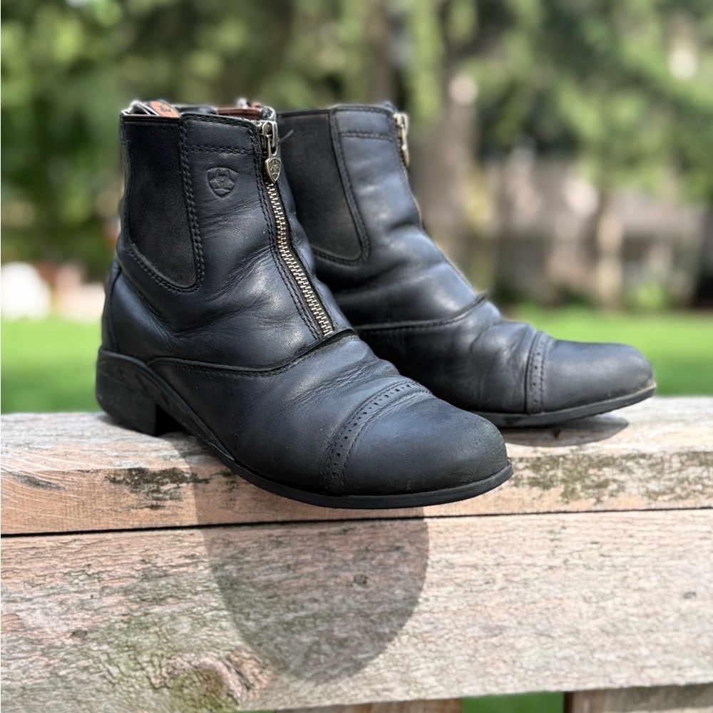 Ariat Scout Paddock Black Leather Boots with Zipper (US Youth 3)